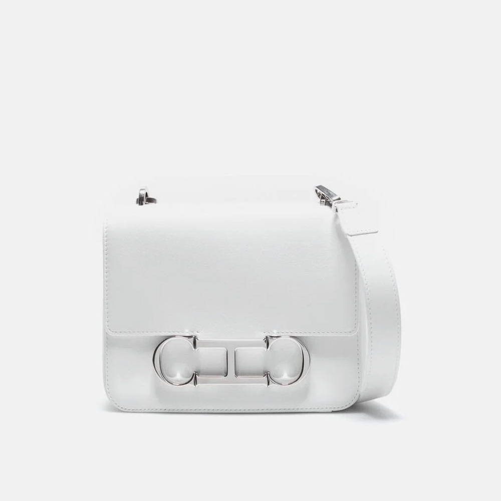 Carolina Herrera Initials Insignia Medium Shoulder Bag White